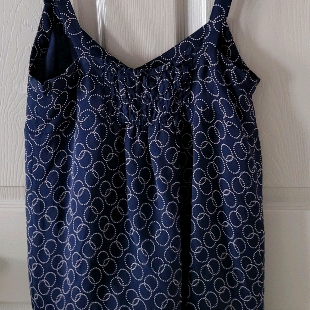Michael Kors Silk Navy & Beige Sleeveless Medium